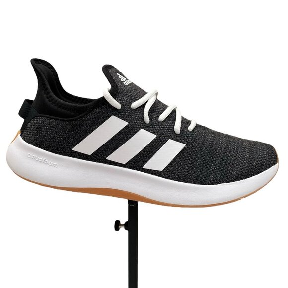 Adidas Cloudfoam Womens Athletic Knit Sneakers Size 8 Black-Gray-White Lace up - Picture 1 of 13